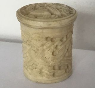Antique Bone 19th Century Carved Needle Case Pot @ 1900