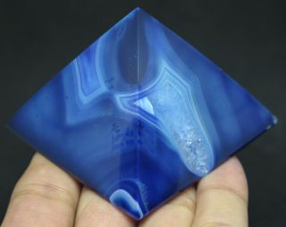 57mm 4.  6oz Blue Agate Crystal Carving Art Pyramid