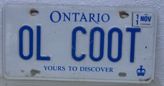 Rare Ontario Personal Vanity License Plate Ol Coot Garage Bar Man Cave Sign