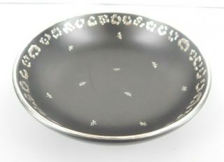 Emilia Castillo Signed/dated 7 " Black Soup/salad Bowl Silver Dragonfly Inlay
