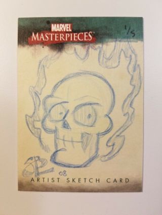 2008 Marvel Masterpieces 3 Sketch Card Ghost Rider By Spencer Brinkerhoff Nmmn