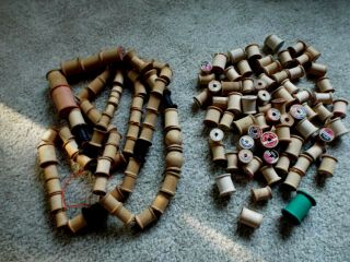 135 Vtg.  Wooden Empty Thread Spools.  2 Special American Thread.  Crafts
