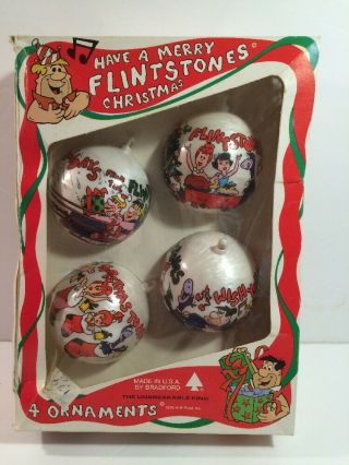 Vintage Bradford Flintstones Christmas Tree Ornaments Hanna Barbara Decoration