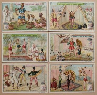 Liebig - Clowns " Theatre De Divertissements " 19th C / C1910s Trade Card Set (6)