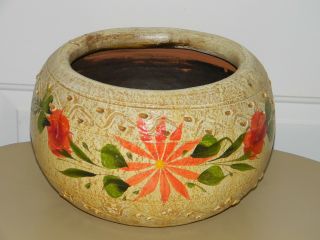 Vintage Large Made In Mexico Red Clay Pottery Pot Planter 12 X 8 1/4 Inches