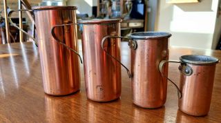 Vintage Copper / Tin Lined Baking Measuring Cups