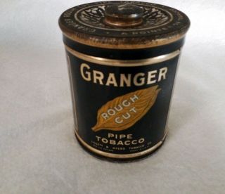 Vintage Granger Rough Cut Pipe Tobacco Round Tin Liggett & Myers Tobacco Usa