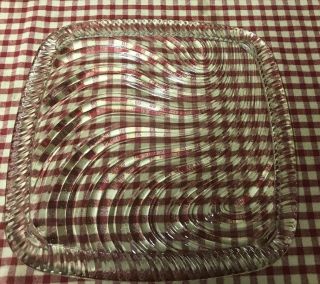 Vtg Stainless Steel Square Cake Cover Saver glass Cake Plate 10x10” 6