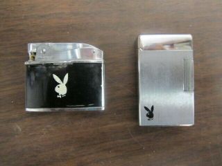 2 Vintage Playboy Lighters Gas & Fluid Made For Playboy