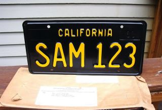 Vintage 1963 California Sample License Plate Sam 123