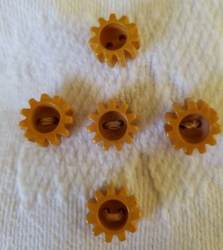 Five Vintage Butterscotch Bakelite Buttons Rounded Thick Chunky Gears ½” Yellow