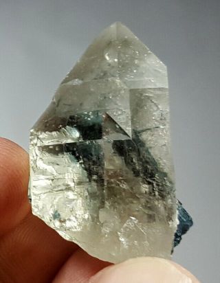18 Grams Top Quality Indicolite Tourmaline On Cathedral Quartz Crystal Specimen 5