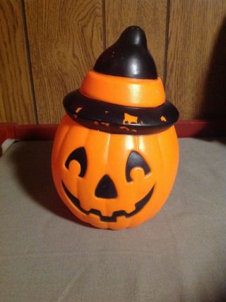 Vintage 8 " Empire 1995 Pumpkin Witch Hat Jack O Lantern Blow Mold Halloween 3