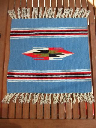 Vtg Chimayo Wool Weaving Mat Runner Old Southwest Design Natural Dyes