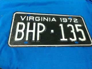 Vintage License Plate Tag Virginia Va Bhp 135 1972 $4 Combine Ship