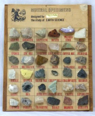 Vintage Rocks And Minerals Specimens Display Set For The Study Of Earth Science