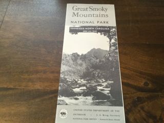 Great Smoky Mountains National Park Guide & Map Booklet 1949 Tennessee N.  Caroln