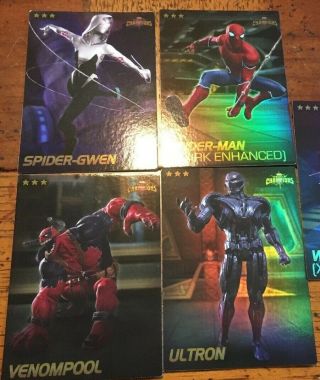 Marvel Contest Champions Arcade Game 4 - Rare Foil Cards Spider Gwen Venompool,  2