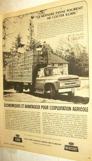 1963 Mercury & Ford Trucks Ad In French
