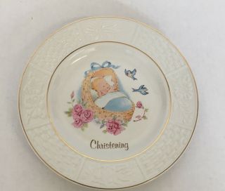 Vintage Baby Boy Christening Decorative Plate Keepsake Gift Ware Royal Falcon