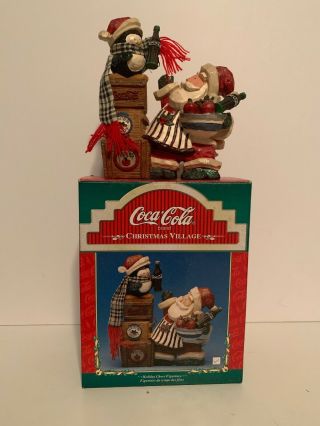 Coca - Cola Christmas Village Figurine Santa And Penguin Kurt Adler Figures 1997