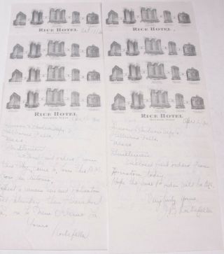 1930 Lamson Goodnow Rice Hotel Houston Tx Handwritten Stationery Ephemera P460d