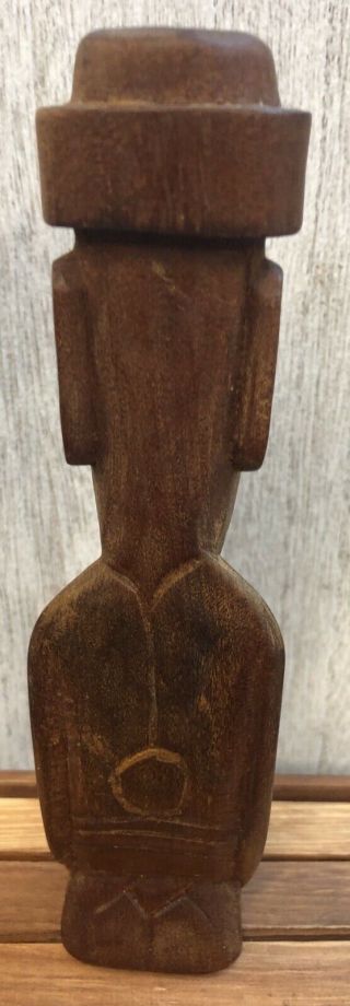 Vintage Hand Carved Wood Easter Island Hawaii Tiki Head Figure Statue 6” 2