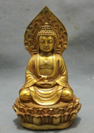 Collect Gold - Plated Bronze Pray Bless Shakyamuni Buddha Statue In Tibet