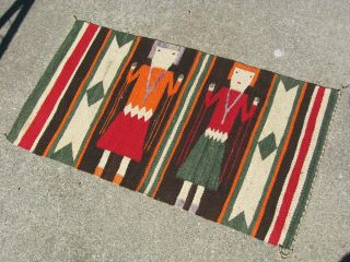 Colorful Navajo 2 Yei Wool Rug Blanket Native American Indian No R.  &.  99c Start