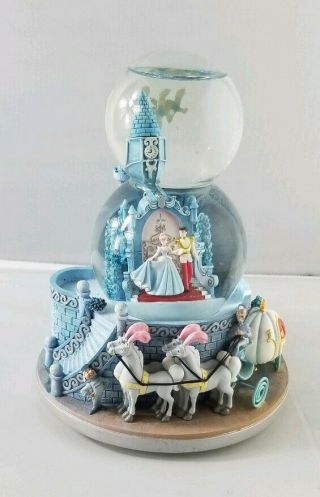 Rare Disney Cinderella Double Snow Globe - Wedding Castle Music Box
