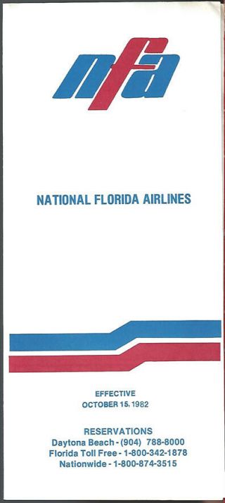 National Florida Airlines System Timetable 10/15/82 [9032] Buy 2 Get 1