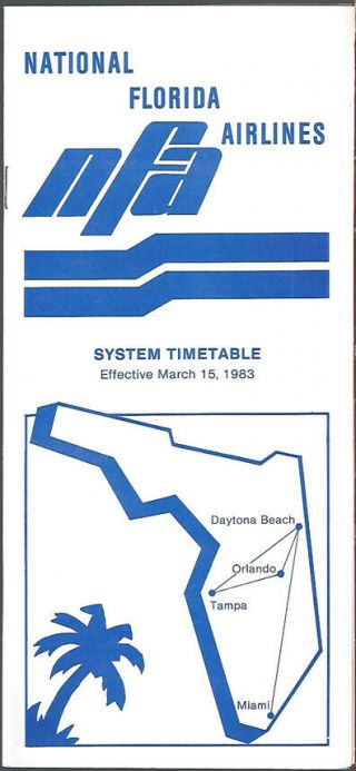 National Florida Airlines System Timetable 3/15/83 [9033]