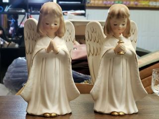 Pair Vintage Norleans Japan Porcelain Angel Figurines