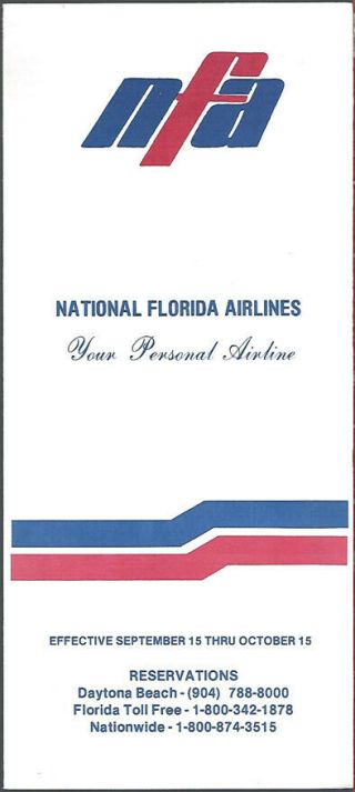 National Florida Airlines System Timetable 9/15/82 [9032] Buy 2 Get 1