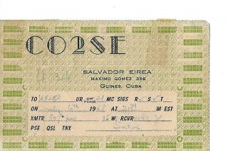 1948 Co2se Guines Cuba Qsl Radio Card.