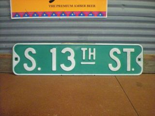 Vintage 80s " S.  13th St.  " Embossed Steel Street Sign