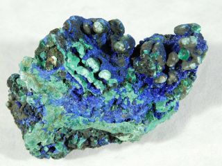 A 100 Natural Deep Blue Azurite Crystal Cluster With Malachite 147gr E