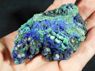 A 100 Natural Deep Blue AZURITE Crystal Cluster With Malachite 147gr e 2