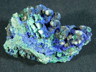 A 100 Natural Deep Blue AZURITE Crystal Cluster With Malachite 147gr e 4