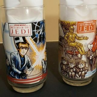 Collectible 1983 Star Wars Return Of The Jedi Burger King Glasses Set Of 2