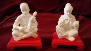 Japanese Old Man And Woman Figurines Oriental Ceramics Vintage Collectable