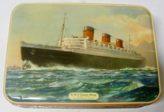 Rms Queen Mary Cunard Line Tin - 5 - 3/8 " X7 - 5/8 " - Great Art