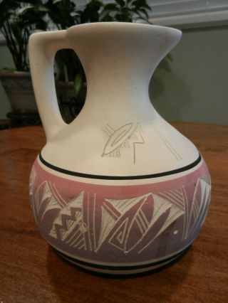 Vintage Mesa Verde Pottery Large Pitcher Signed Navajo Usa Silas