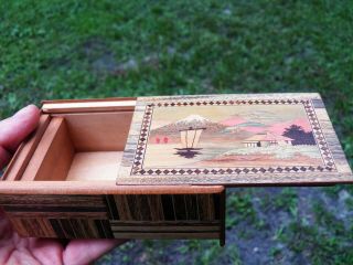 Vintage Pair 2 Japanese Yosegi PUZZLE BOXES 6 - Step 3 - Step Wood Inlay P.  D.  G co. 6
