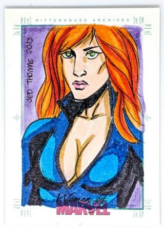 2013 Women Of Marvel Series 2 Sketch Card By Jed Thomas