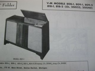 Vm Voice Of Music 808 - 1,  809 - 1,  809 - 2,  818 - 1,  & 818 - 2 Phonograph Photofact