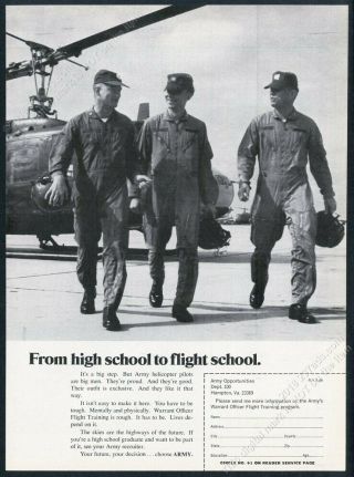 1969 Us Army Helicopter Pilot Recruitment Huey Photo Vintage Print Ad