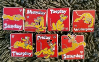Disney 2013 Pluto Days Of The Week Hidden Mickey Complete 7 Pin Set