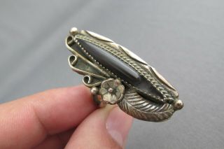 Vintage Old Pawn Sterling Squash Blossom H.  Harvey Navette Needle Point Ring