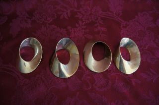 Contemporary Brass Napkin Rings: Set Of Four